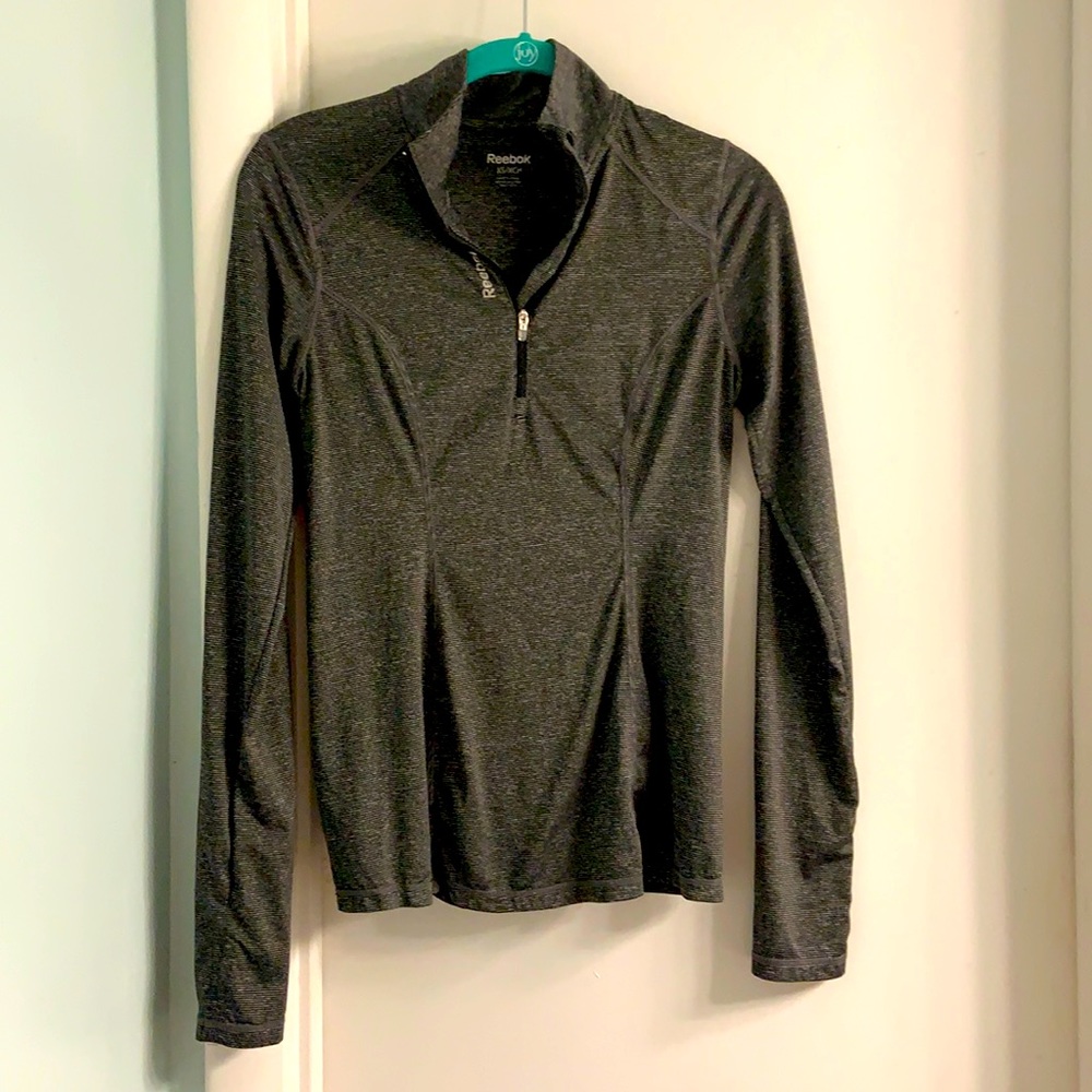 Reebok Gray Stripes Half-Zip Pullover Shirt Size XS Extra Small